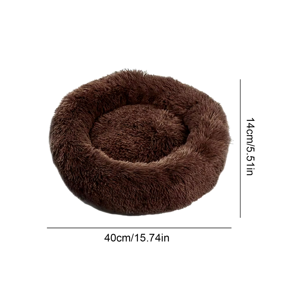 Round Pet Dog Cat Bed Pet Calming Bed Nest Anti-Slip Bottom Design Warm Comfortable Pet Bed Fur Donut Sofa Warm Resting Place