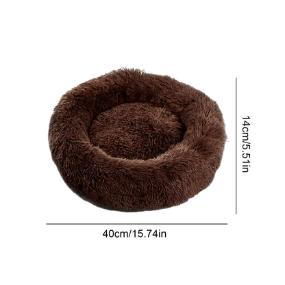 Round Pet Dog Cat Bed Pet Calming Bed Nest Anti-Slip Bottom Design Warm Comfortable Pet Bed Fur Donut Sofa Warm Resting Place