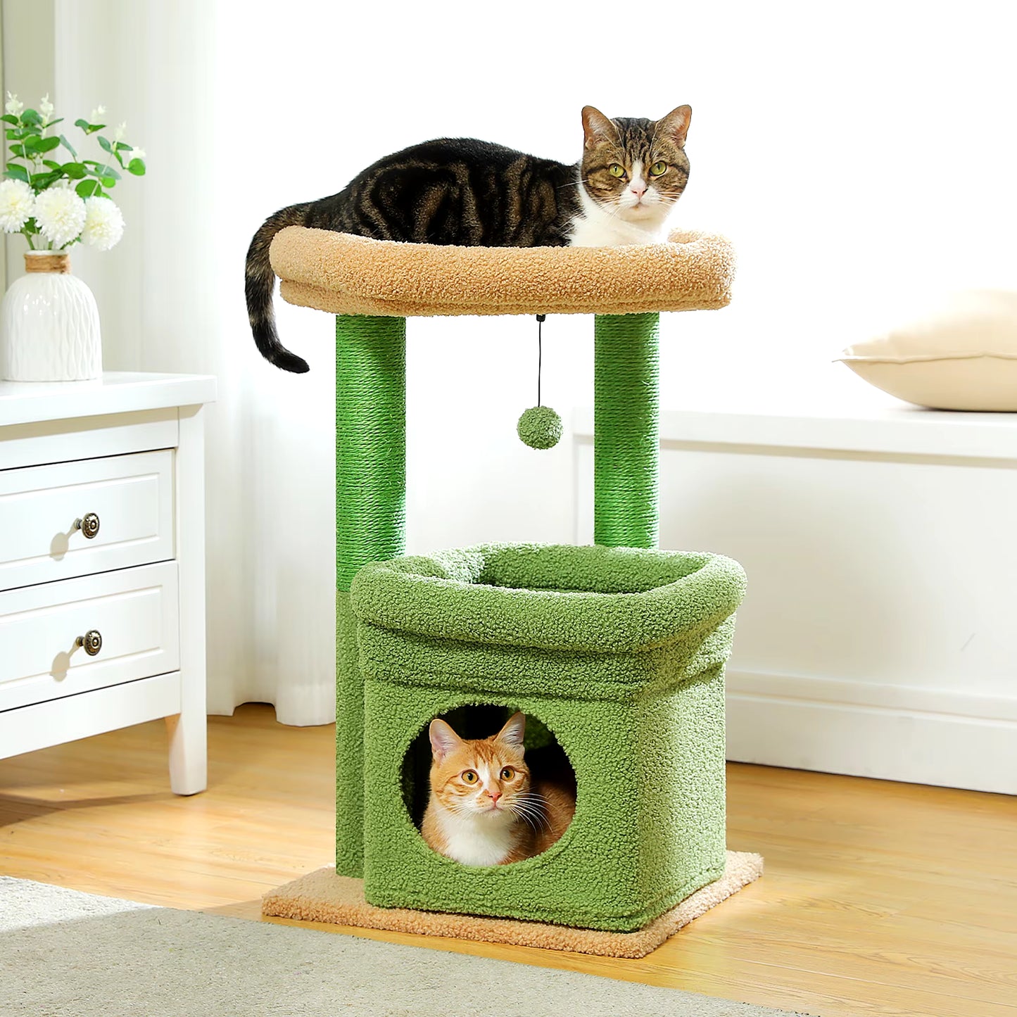 Small Cat Tree with Cozy Condo Cat Tower for Indoor Natural Sisal Cat Scratching Posts Scraper for Cats Accessories Pet Cat Toys