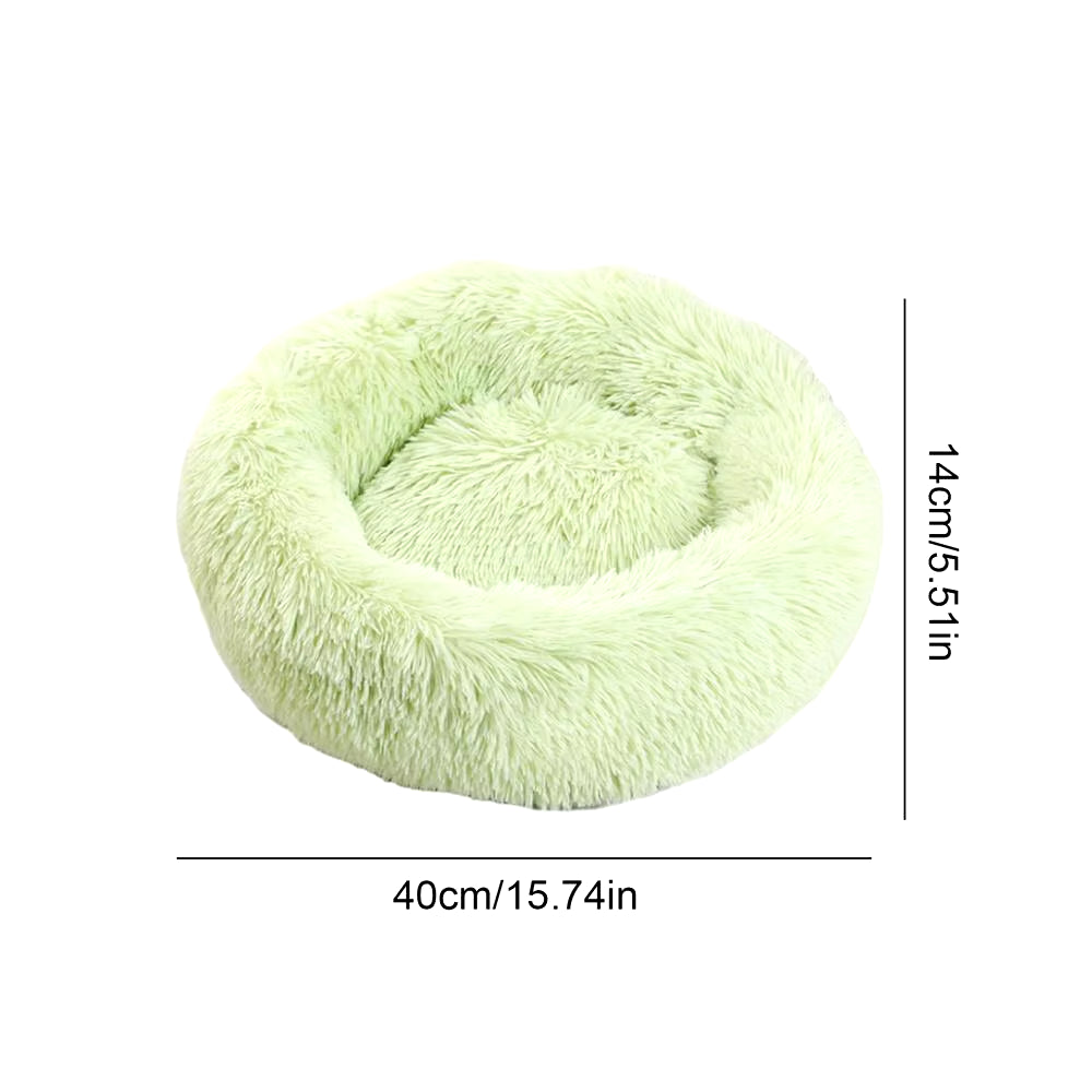 Round Pet Dog Cat Bed Pet Calming Bed Nest Anti-Slip Bottom Design Warm Comfortable Pet Bed Fur Donut Sofa Warm Resting Place