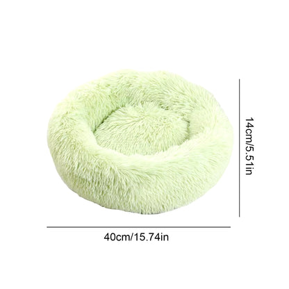 Round Pet Dog Cat Bed Pet Calming Bed Nest Anti-Slip Bottom Design Warm Comfortable Pet Bed Fur Donut Sofa Warm Resting Place