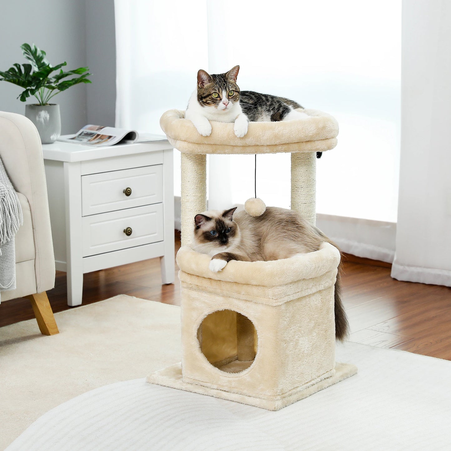 Small Cat Tree with Cozy Condo Cat Tower for Indoor Natural Sisal Cat Scratching Posts Scraper for Cats Accessories Pet Cat Toys