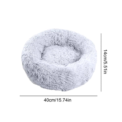 Round Pet Dog Cat Bed Pet Calming Bed Nest Anti-Slip Bottom Design Warm Comfortable Pet Bed Fur Donut Sofa Warm Resting Place