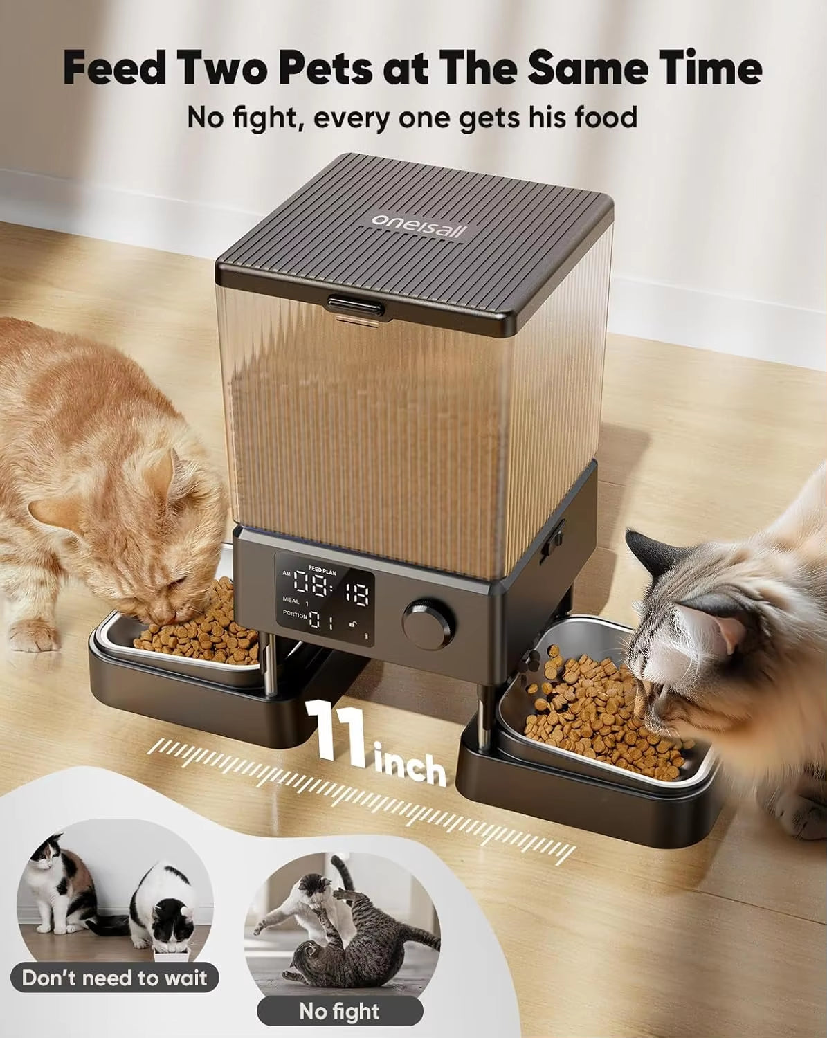 Automatic Cat Feeder for 2 Cats, 20 Cups/5L Automatic Cat Food Dispenser for Small Pets Indoor, Timed Cat Feeder for Dr