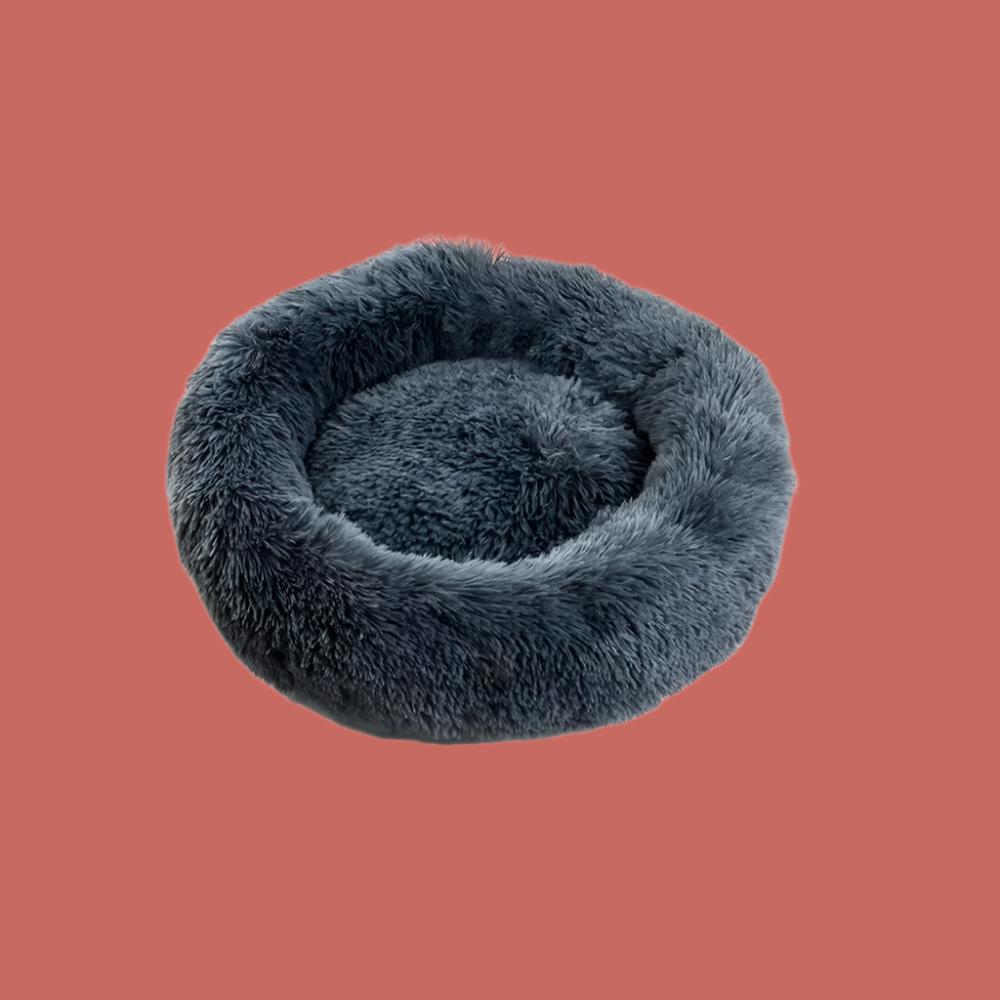 Round Pet Dog Cat Bed Pet Calming Bed Nest Anti-Slip Bottom Design Warm Comfortable Pet Bed Fur Donut Sofa Warm Resting Place