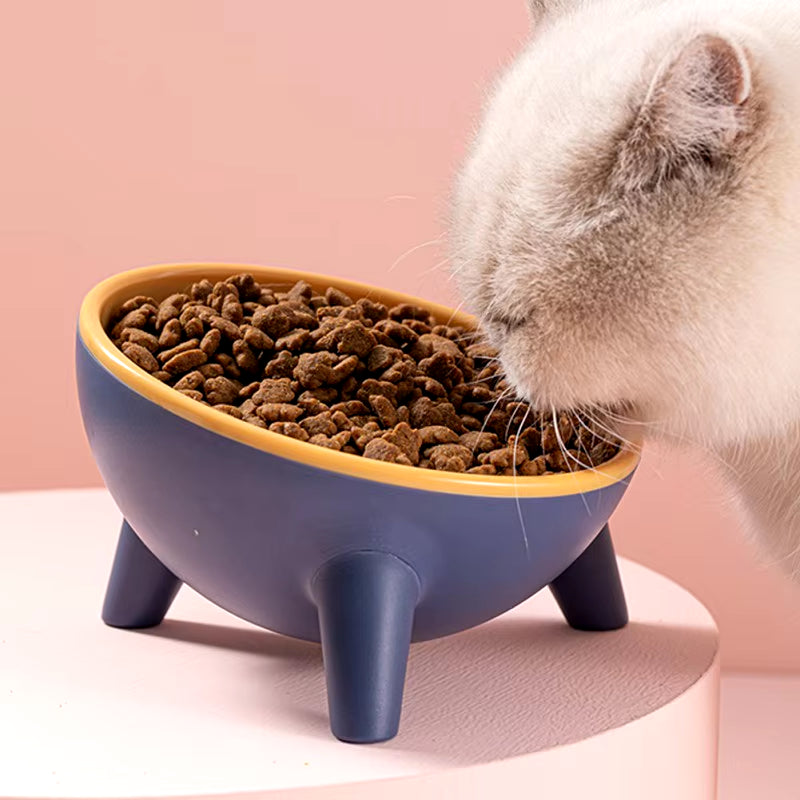 Fashion Cat Dog Bowl 15 Degrees Raised Plastic Cat Bowls Safeguard Neck Puppy Cat Feeder Non-Slip Crash Elevated Cats ​Food Bowl